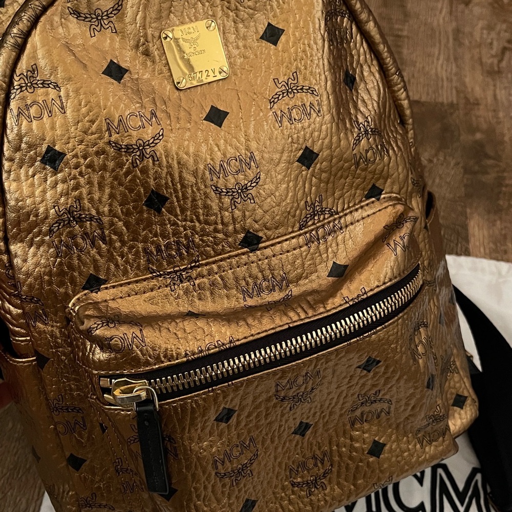 Mcm Gold Small Backpack - image 4